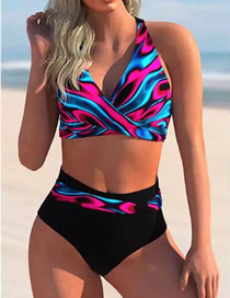 Fashion 6# Polyester Printed Split Swimsuit