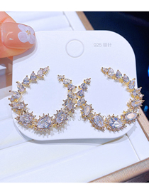 Fashion Gold Color Brass Drop Zirconia Round Earrings