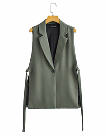 Fashion Armygreen Lace-up Slit Blazer