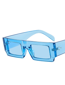Fashion Blue Frame Blue Film Pc Square Large Frame Sunglasses