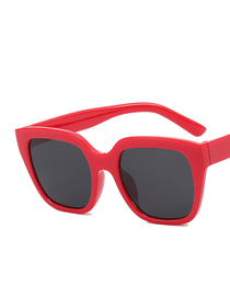 Fashion Big Red And Gray Pc Square Large Frame Sunglasses