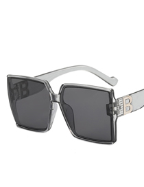 Fashion Transparent Grey Frame All Grey Pc Square Large Frame Sunglasses