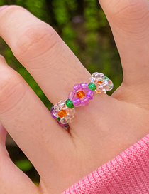 Fashion 5# Crystal Beaded Braided Flower Ring