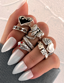 Fashion 2# Alloy Drip Oil Love Bee Snake Ring Set