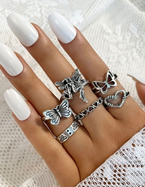 Fashion 15# Alloy Geometric Love Angel Butterfly Ring Set
