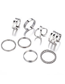 Fashion Silver Color Alloy Geometric Open Cross Twist Ring Set