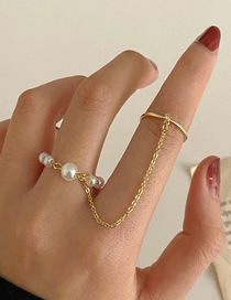 Fashion 14# Alloy Pearl Link Ring