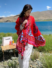 Fashion Flower Ethnic Style Polyester Print Shawl