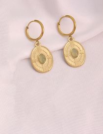 Fashion 4# Titanium Inlaid Pine Oval Cross Earrings