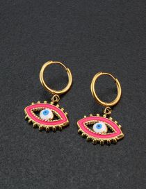 Fashion Rose Red Earrings Titanium Steel Drop Oil Eye Earrings