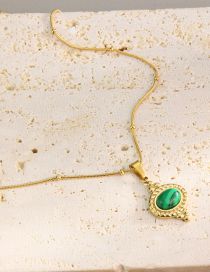 Fashion Gold Titanium And Turquoise Geometric Necklace