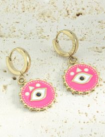 Fashion Pink Earrings Titanium Steel Drip Eye Medallion Necklace