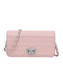 Fashion Pink Pu Diamond Embroidery Thread Lock Flap Messenger Bag
