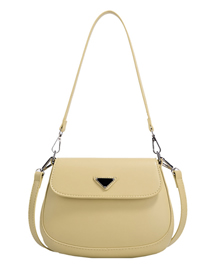 Fashion Yellow Pu Triangle Logo Flap Crossbody Bag