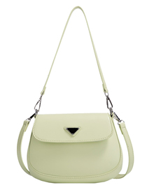 Fashion Light Green Pu Triangle Logo Flap Crossbody Bag