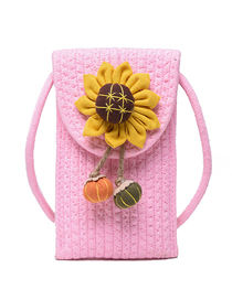 Fashion Pink Pu Braided Sunflower Crossbody Bag
