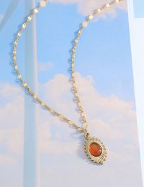 Fashion Amber Necklace Stainless Steel Pine Geometry Necklace