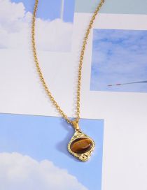 Fashion Brown Necklace Stainless Steel Pine Geometry Necklace