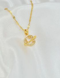 Fashion Gold Titanium Diamond Planet Necklace