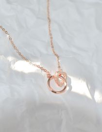 Fashion Rose Gold Titanium Steel Heart Mobius Ring Necklace