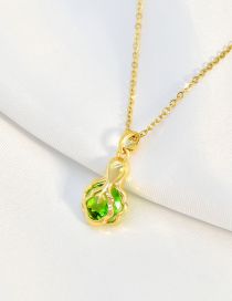 Fashion Gold Titanium Steel Inlaid Zirconium Cabbage Necklace
