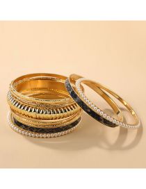Fashion Gold Alloy Set With Pearl Snake Pattern Multilayer Bracelet