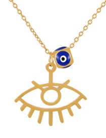 Fashion Navy Blue Titanium Steel Drip Eye Pendant Necklace