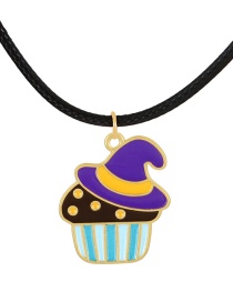 Fashion Color Alloy Drip Oil Halloween Hat Cake Pu Necklace