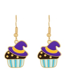 Fashion Color-2 Alloy Drip Halloween Hat Cake Earrings