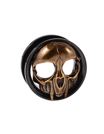 Fashion Skull - Pulley Type 25mm (2) Stainless Steel Hollow Skull Pulley Pierced Ear Extensions