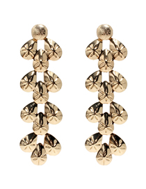 Fashion Gold Alloy Geometric Crinkle Drop Earrings