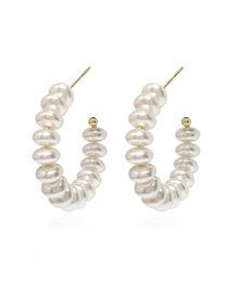 Fashion Creamy-white Geometric Pearl C-shaped Earrings