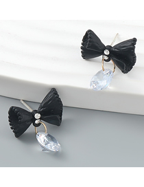 Fashion Black Alloy Diamond Spray Painted Bow Stud Earrings