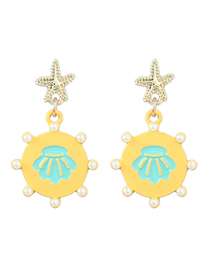 Fashion Yellow Alloy Spray Paint Starfish Geometric Stud Earrings