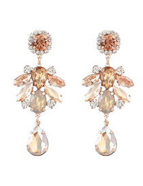Fashion Gold Alloy Set Drop Diamond Earrings