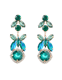 Fashion Green Alloy Diamond Geometric Drop Earrings