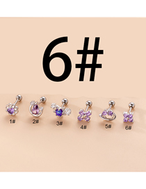 Fashion Silver 6# Stainless Steel Diamond Double Head Screw Piercing Stud Earrings
