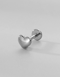 Fashion Steel Color 7# Stainless Steel Inlaid Zirconium Heart Piercing Lip Nail