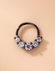 Fashion 15# Titanium Steel Inlaid Zirconium Geometric Piercing Nose Ring