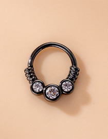 Fashion 16# Titanium Steel Inlaid Zirconium Geometric Piercing Nose Ring