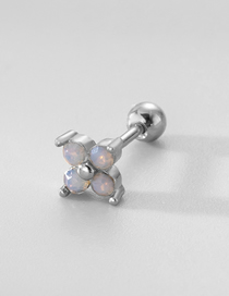 Fashion Silver 3# Stainless Steel Diamond Double Head Screw Piercing Stud Earrings