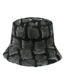 Fashion Creamy-white Fur Square Check Bucket Hat