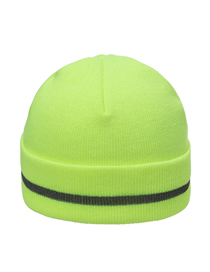 Fashion Green Rolled Reflective Knitted Beanie Hat