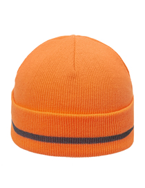 Fashion Orange Rolled Reflective Knitted Beanie Hat