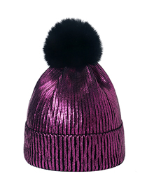 Fashion Rose Purple Bronze Knitted Wool Ball Cap