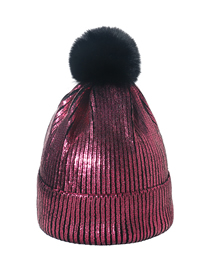 Fashion Rose Red Bronze Knitted Wool Ball Cap