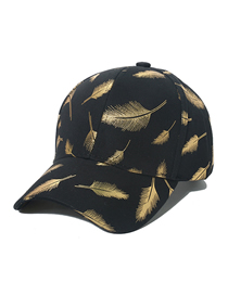 Fashion Black Bronzed Feather Brim Baseball Cap
