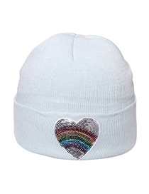 Fashion Sky Blue Acrylic Heart Sequin Knit Pullover Hat