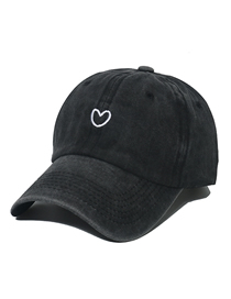 Fashion Black Washed Heart Soft Top Brim Baseball Cap