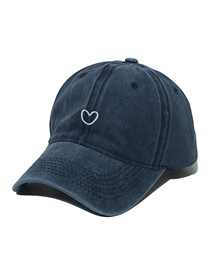 Fashion Navy Blue Washed Heart Soft Top Brim Baseball Cap